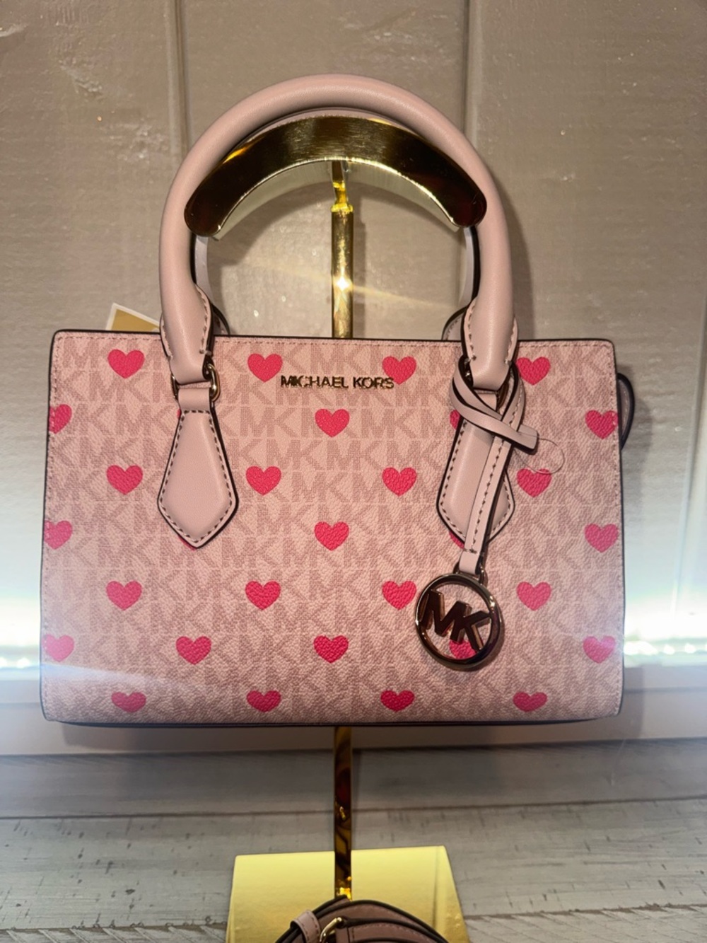 Michael Kors Pink Heart-Print Satchel